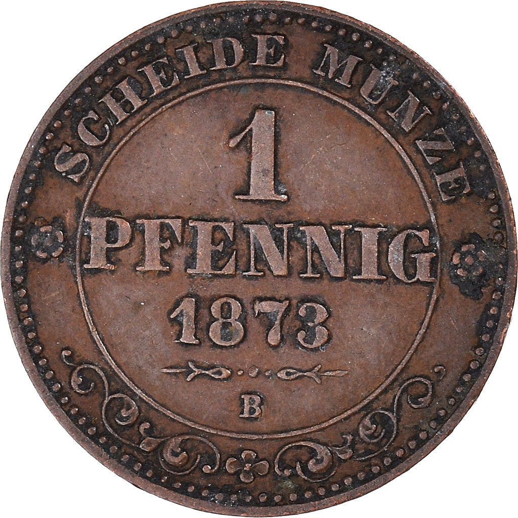 Moneta, Stati tedeschi, SAXONY-ALBERTINE, Johann, Pfennig, 1873, BB, Rame