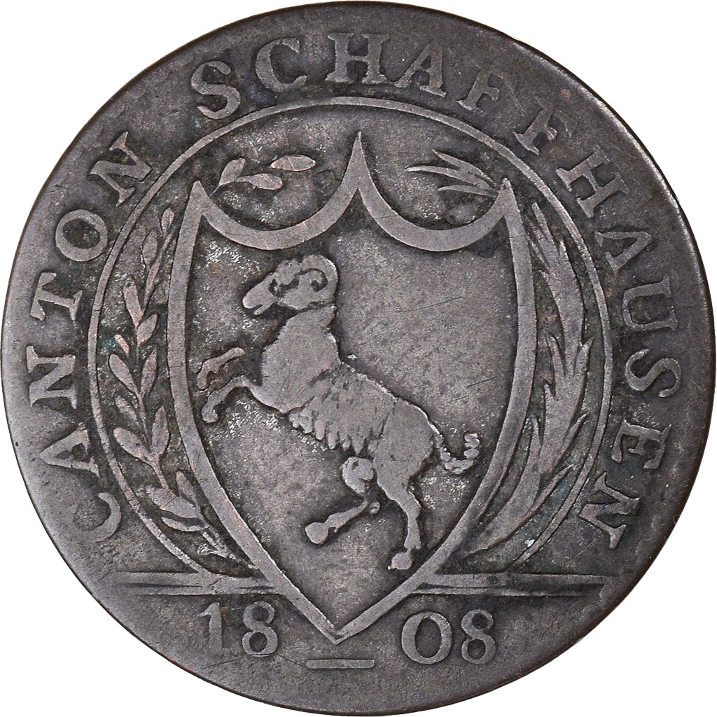 Coin, SWISS CANTONS, SCHAFFHAUSEN, Batzen, 1808, EF(40-45), Billon, KM:67