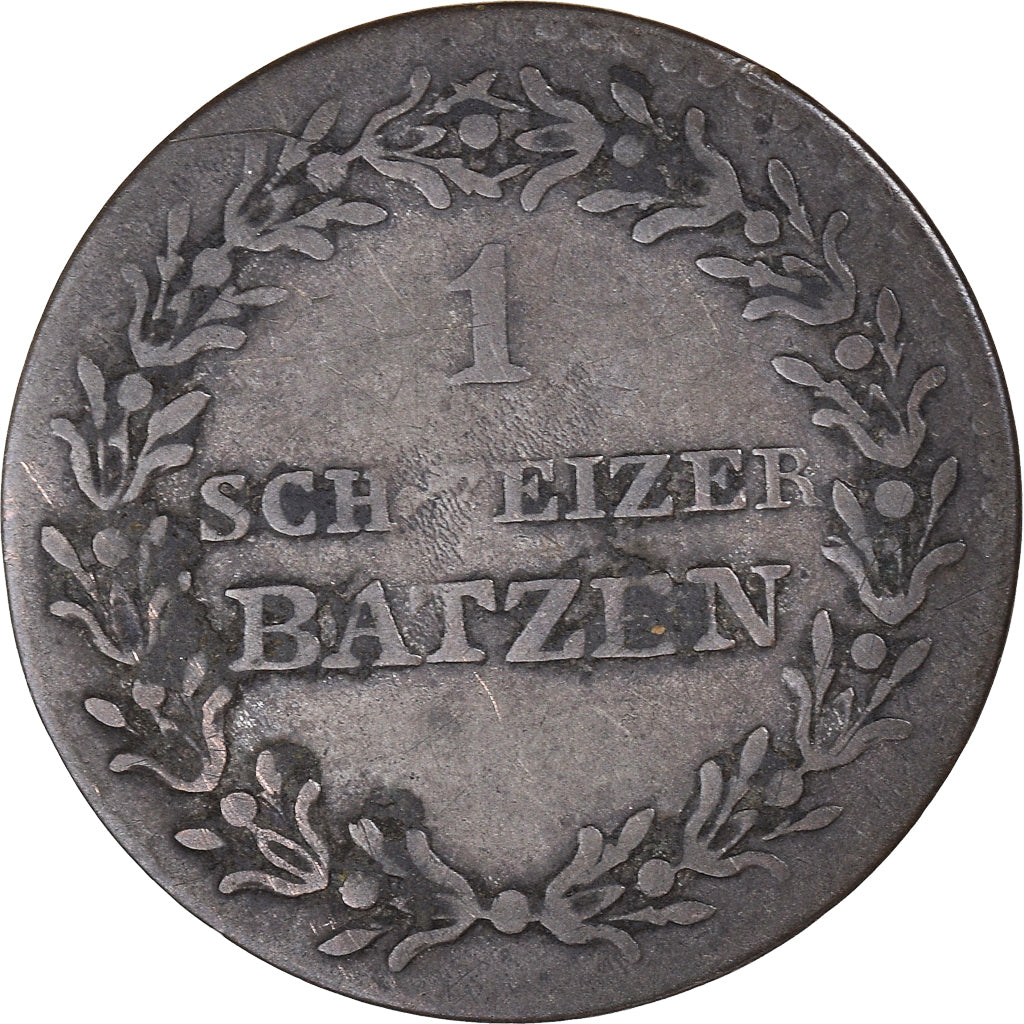 Coin, SWISS CANTONS, SCHAFFHAUSEN, Batzen, 1808, EF(40-45), Billon, KM:67