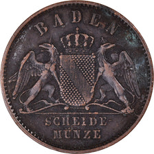 Coin, German States, BADEN, Friedrich I, Kreuzer, 1864, VF(30-35), Copper