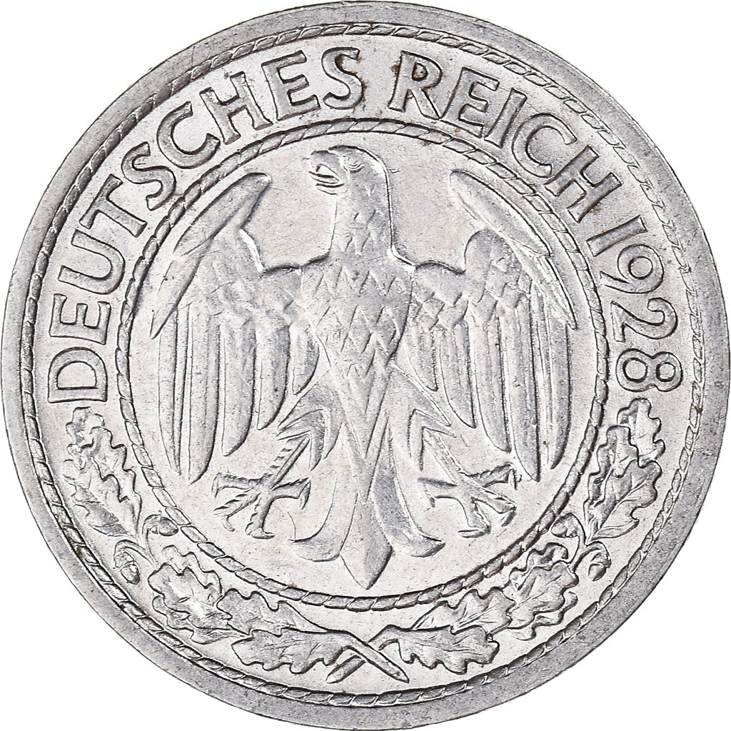 Coin, GERMANY, WEIMAR REPUBLIC, 50 Reichspfennig, 1928, Karlsruhe, MS(63)