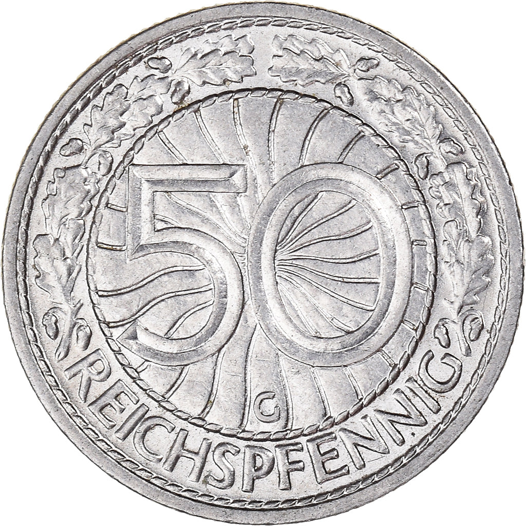 Coin, GERMANY, WEIMAR REPUBLIC, 50 Reichspfennig, 1928, Karlsruhe, MS(63)