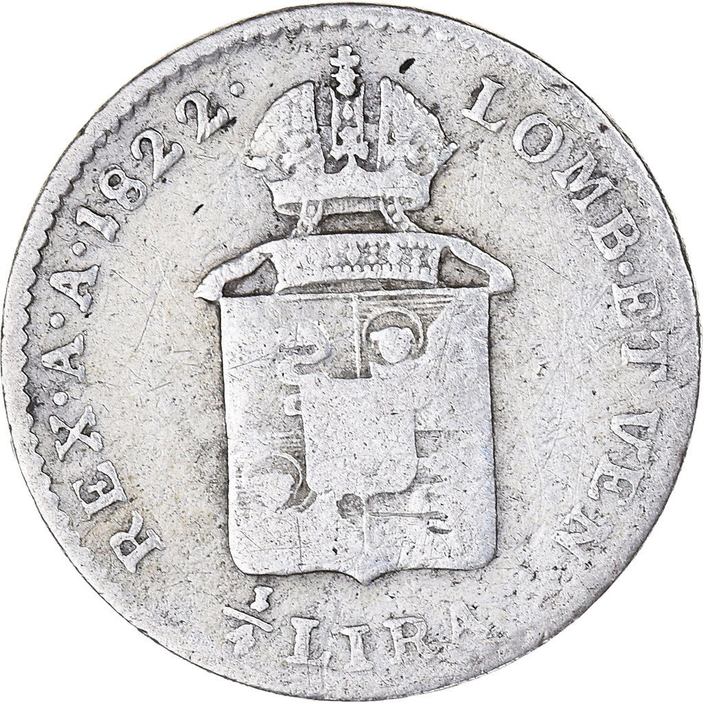 Coin, ITALIAN STATES, LOMBARDY-VENETIA, Franz I, 1/4 Lira, 1822, Venice
