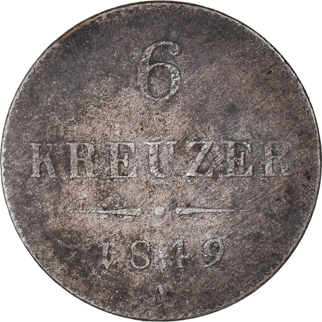 Moneta, Austria, Franz Joseph I, 6 Kreuzer, 1849, Vienna, VF(20-25), Srebro