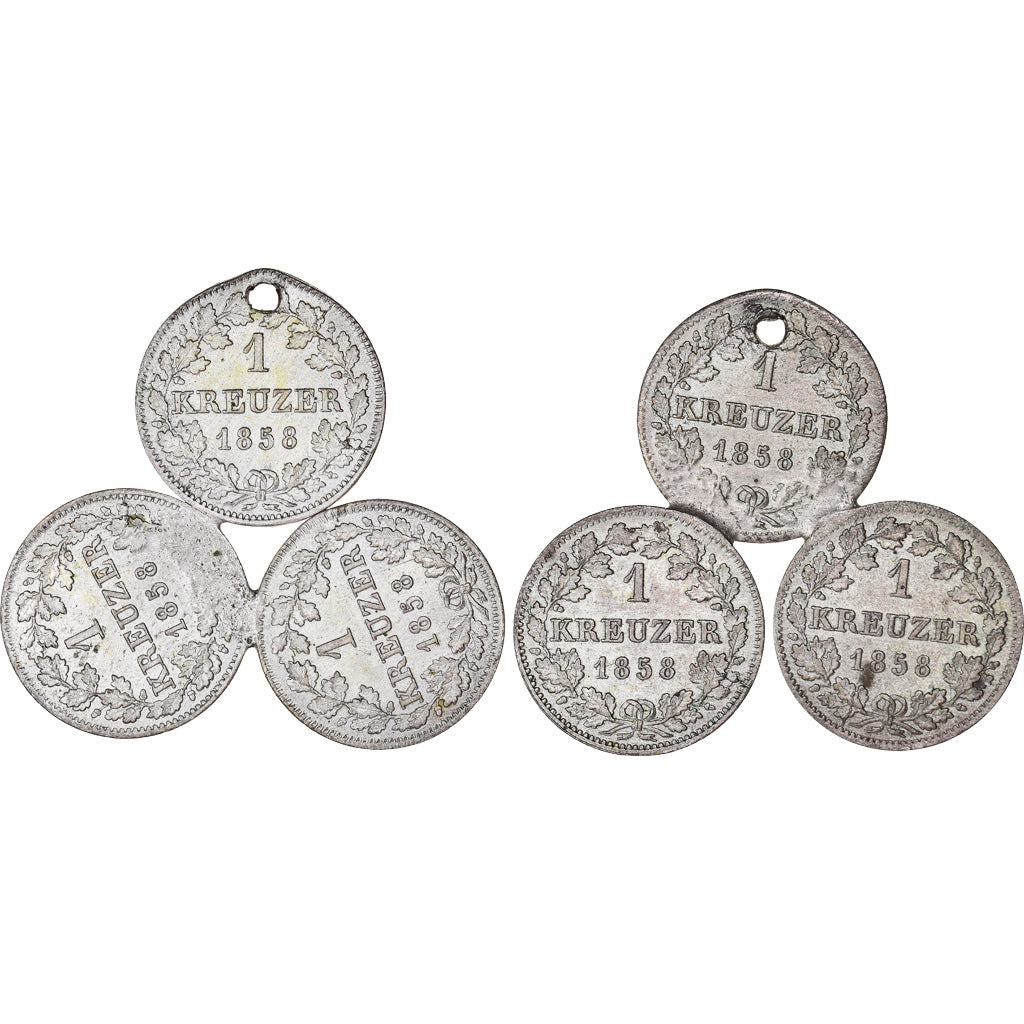 Coin, German States, BAVARIA, Kreuzer, 1858, Munich, paire de boucles