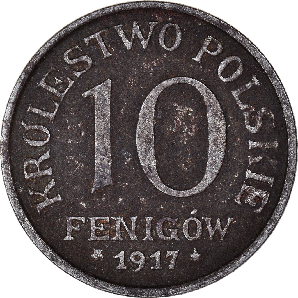 Münze, Polen, 10 Fenigow, 1917, Stuttgart, Germany, SS, Iron, KM:6