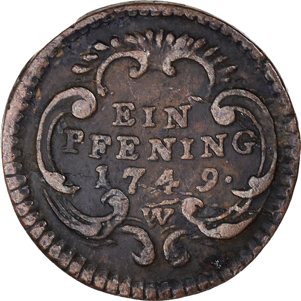 Coin, Austria, Maria Theresa, Pfennig, 1749, Vienna, VF(30-35), Copper, KM:1978