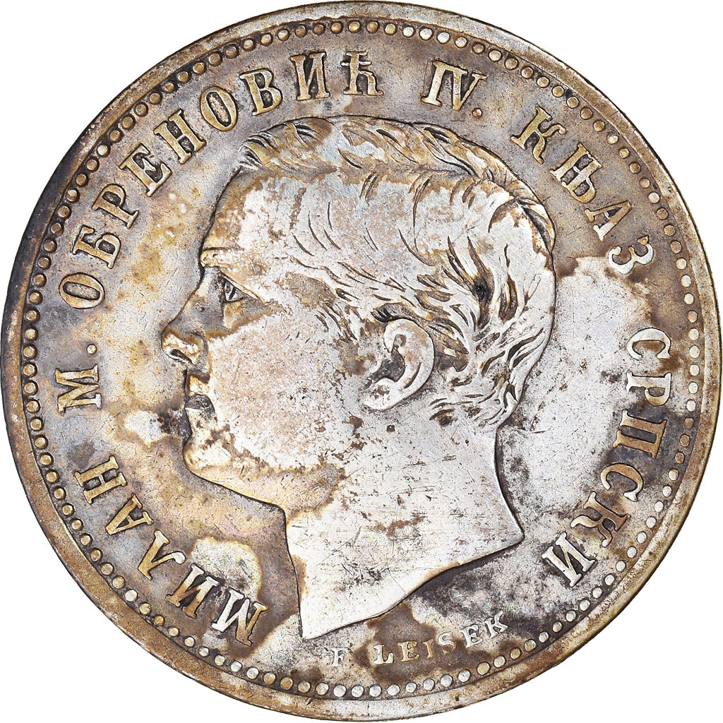 Coin, Serbia, Milan I, Dinar, 1875, VF(30-35), Silver, KM:5