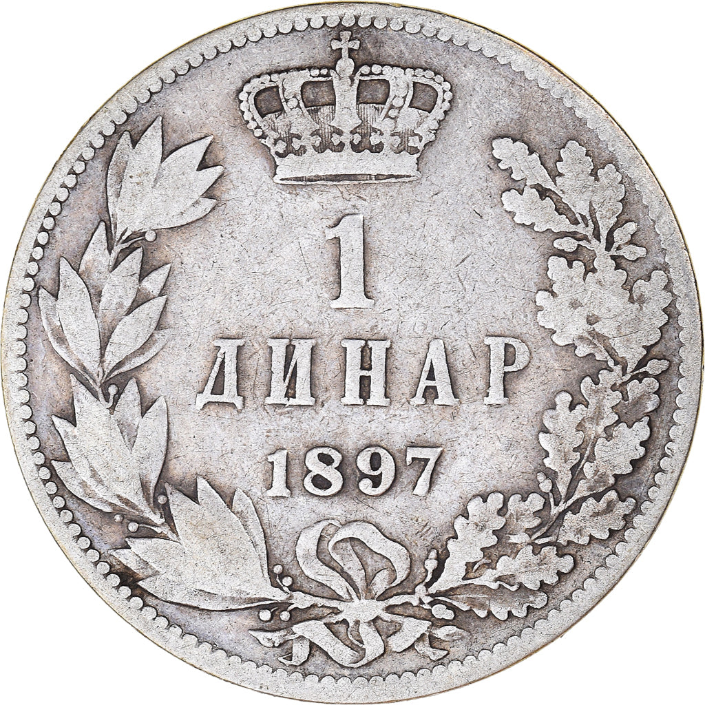 Moneda, Serbia, Alexander I, Dinar, 1897, BC+, Plata, KM:21