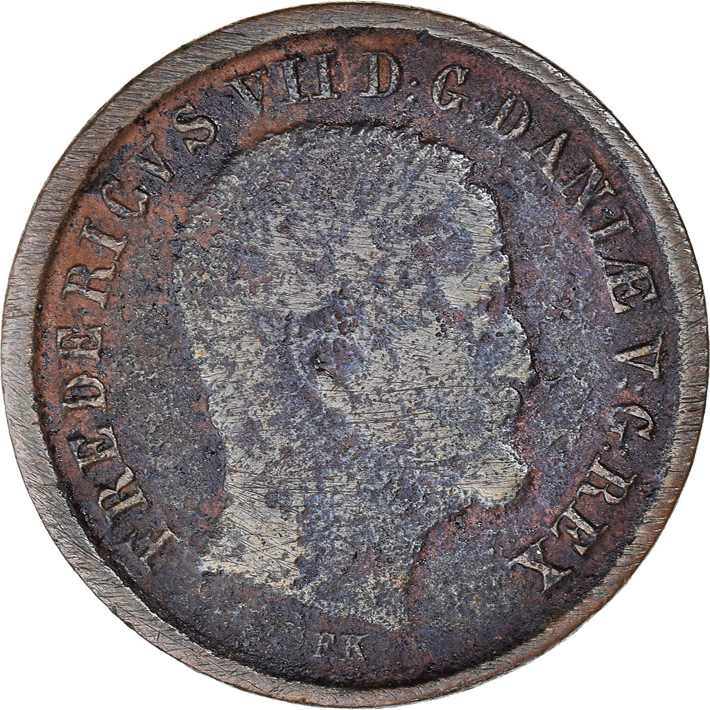 Moeda, Dinamarca, Frederik VII, Rigsbankskilling, 1853, Copenhagen, F(12-15)