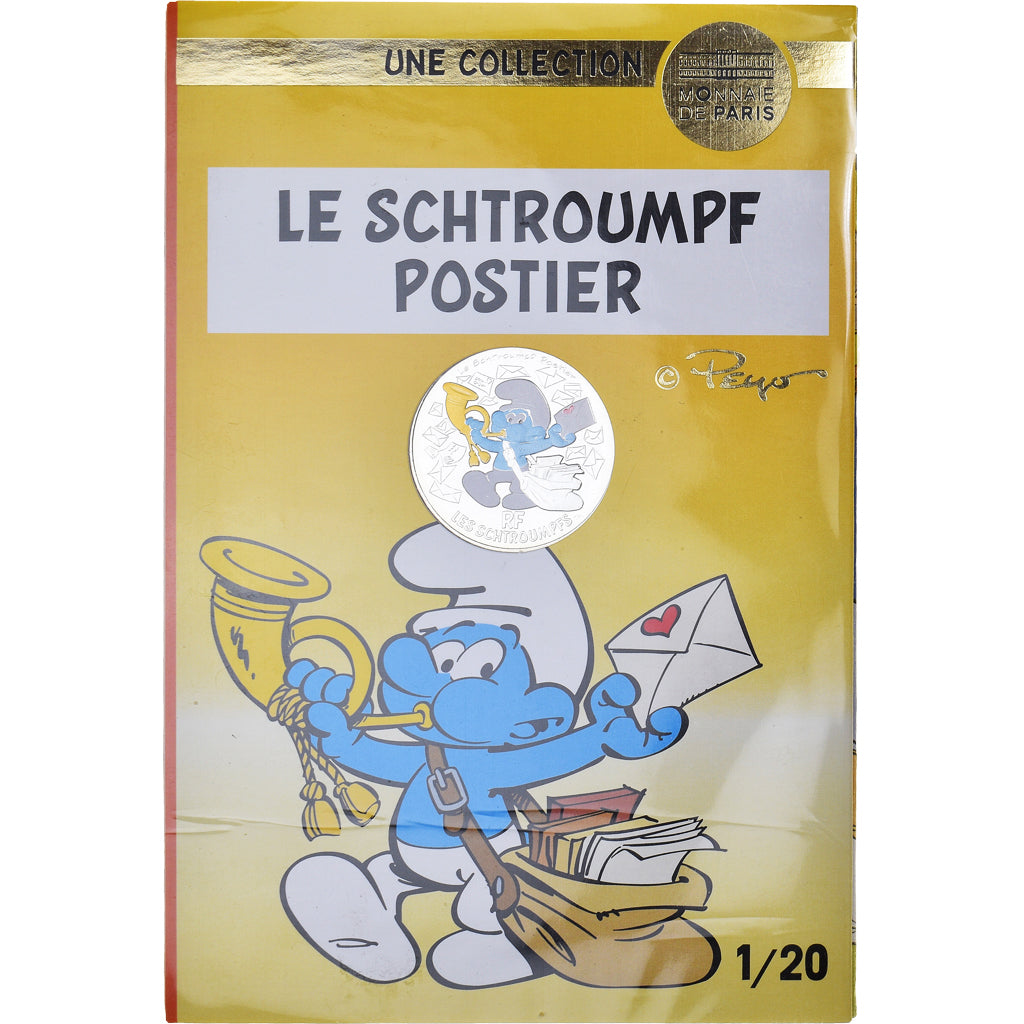 France, Monnaie de Paris, 10 Euro, Le Schtroumpf Postier (1/20), 2020, FDC