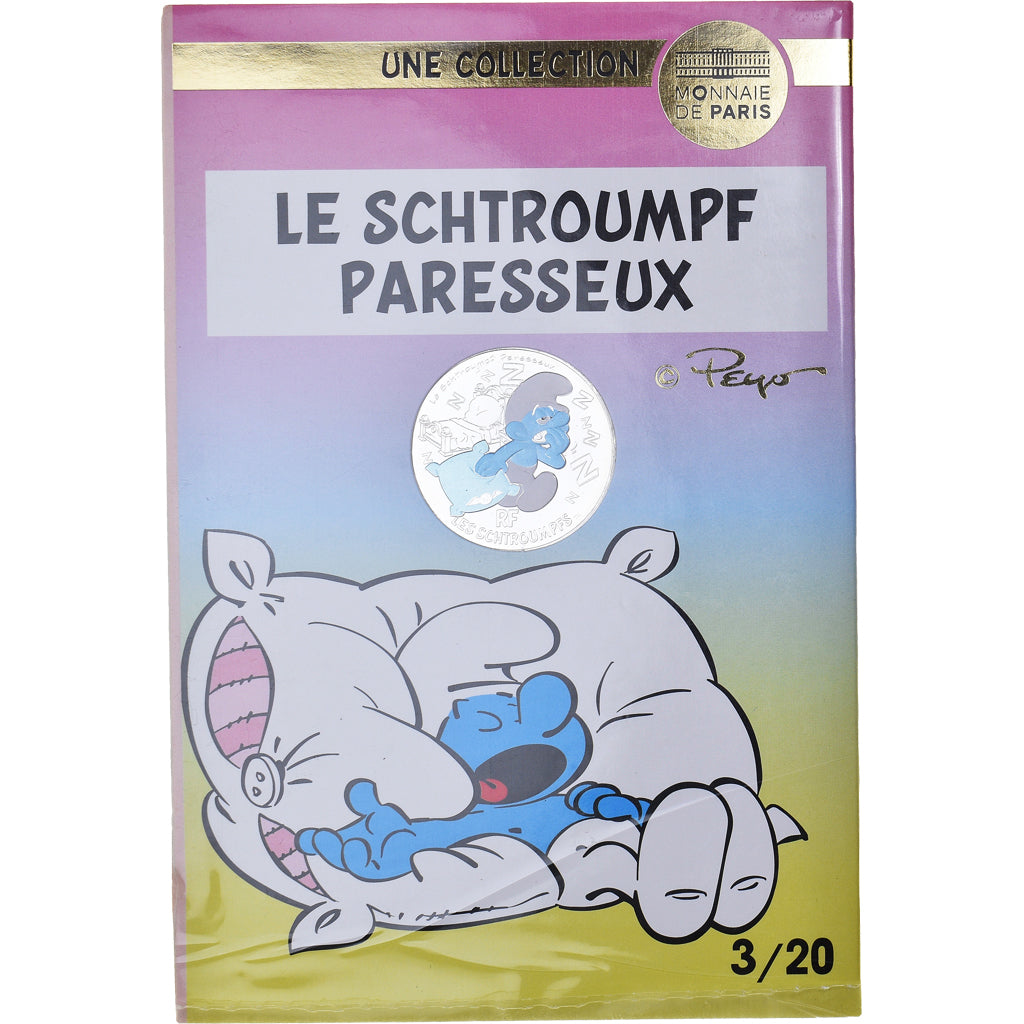 Francia, Monnaie de Paris, 10 Euro, Le Schtroumpf Paresseux (3/20), 2020, FDC