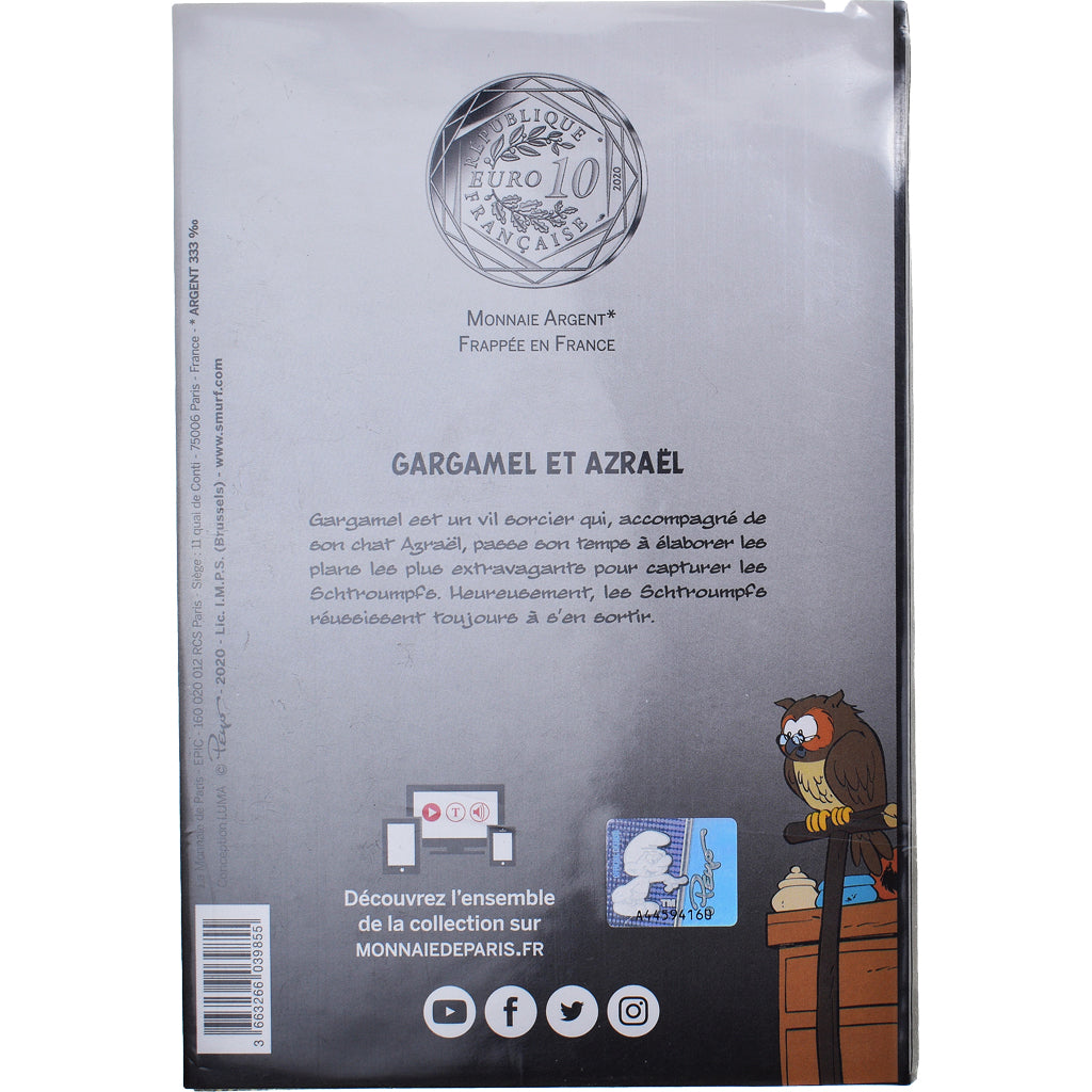 Francia, Monnaie de Paris, 10 Euro, Gargamel et Azraël (4/20), 2020, FDC