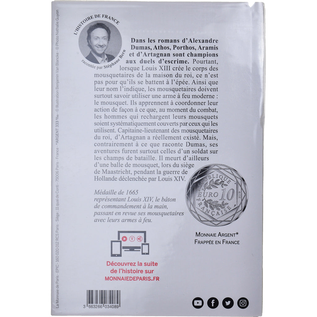 Francja, Monnaie de Paris, 10 Euro, Pièce d'Histoire - D'Artagnan, 2019