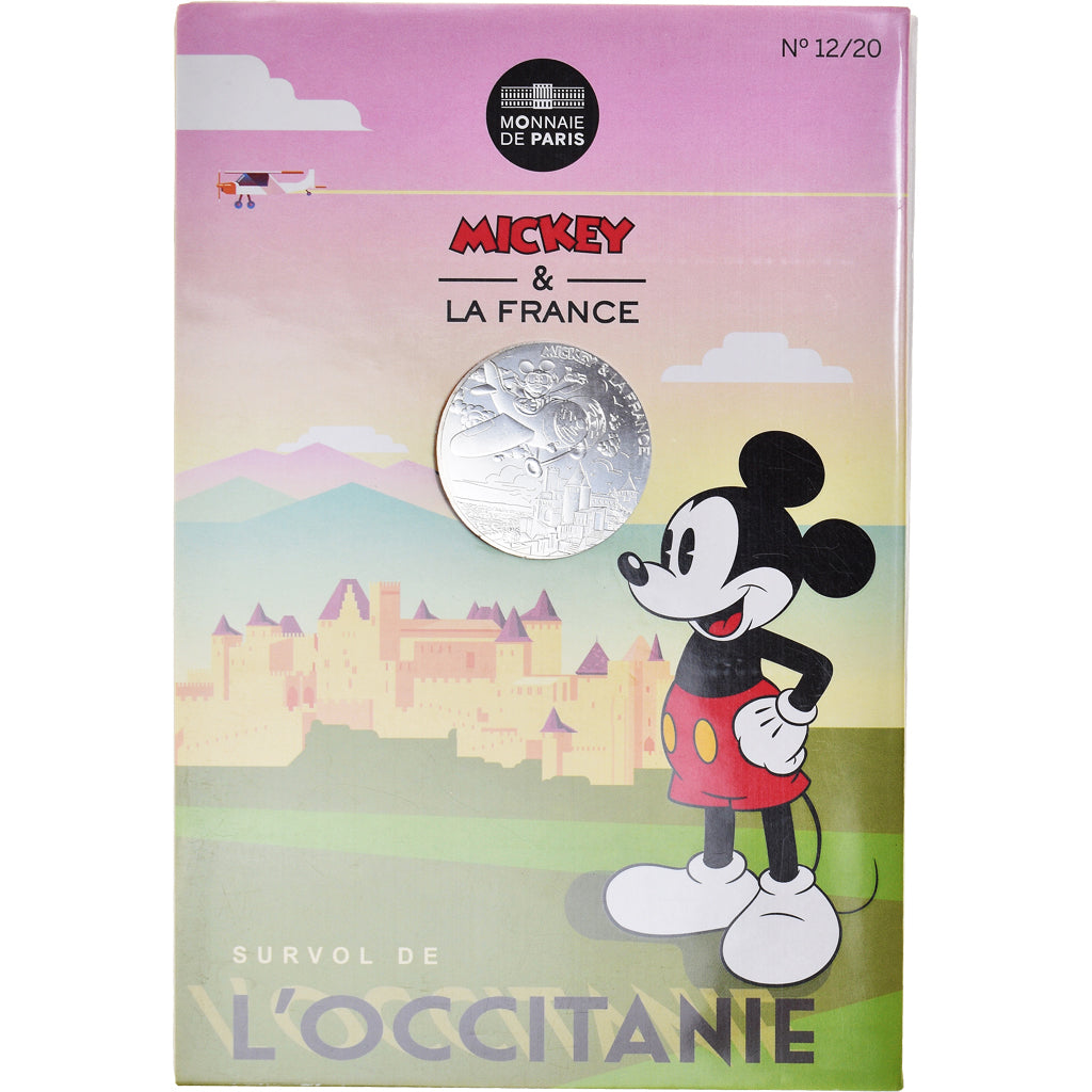 Francja, Monnaie de Paris, 10 Euro, Mickey & la France (survol de l'Occitanie)