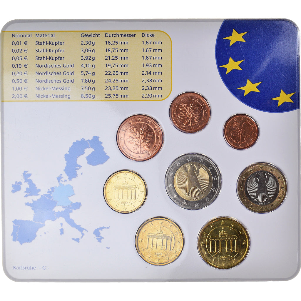 Niemcy, 1 Cent to 2 Euro, 2003, Karlsruhe, Set, MS(65-70), ND