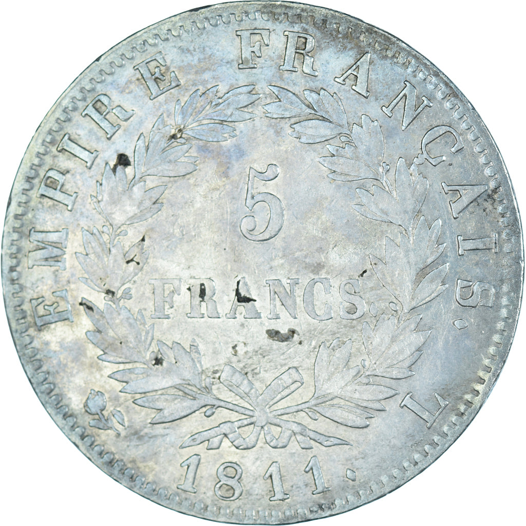 Münze, Frankreich, Napoléon I, 5 Francs, 1811, Bayonne, S+, Silber, KM:694.9