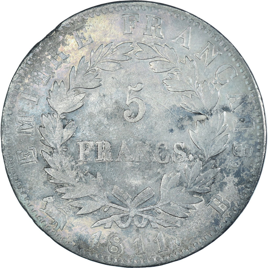 Munten, Frankrijk, Napoléon I, 5 Francs, 1811, Rouen, ZF, Zilver, KM:694.2