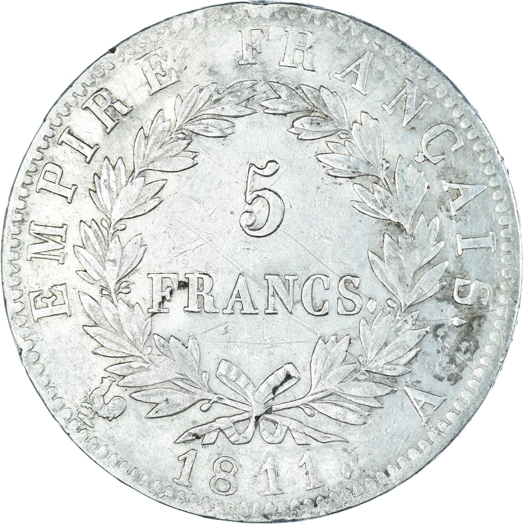 Coin, France, Napoléon I, 5 Francs, 1811, Paris, EF(40-45), Silver, KM:694.1