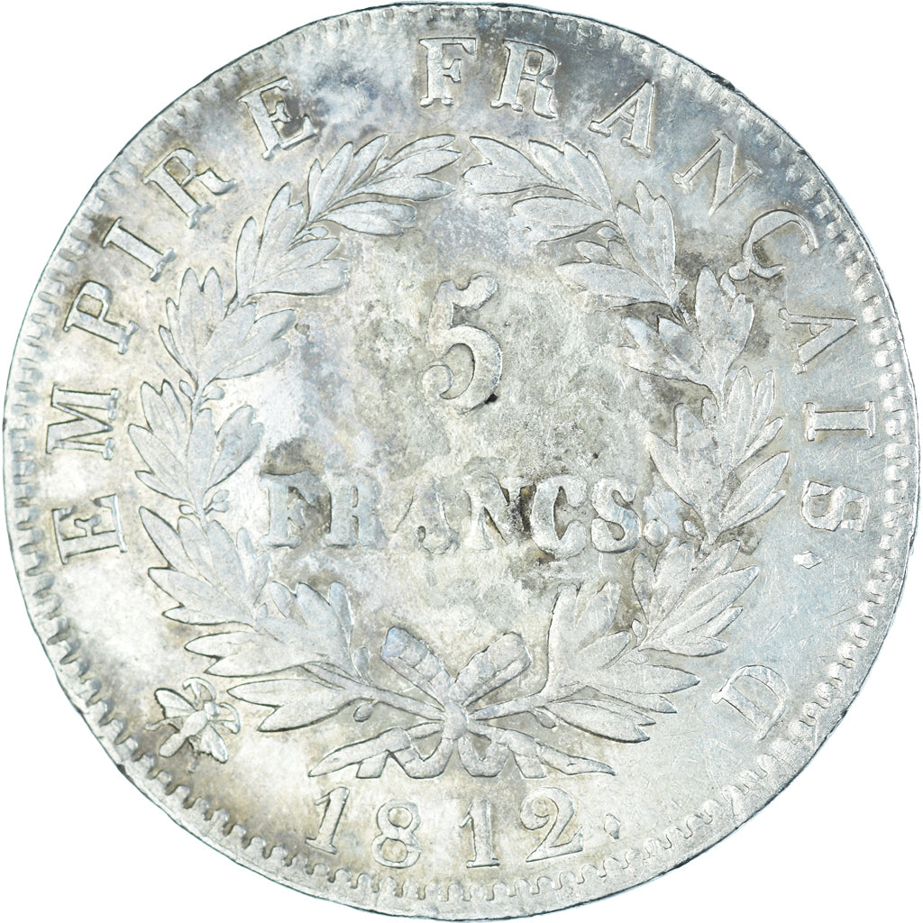 Moneda, Francia, Napoléon I, 5 Francs, 1812, Lyon, MBC, Plata, KM:694.5