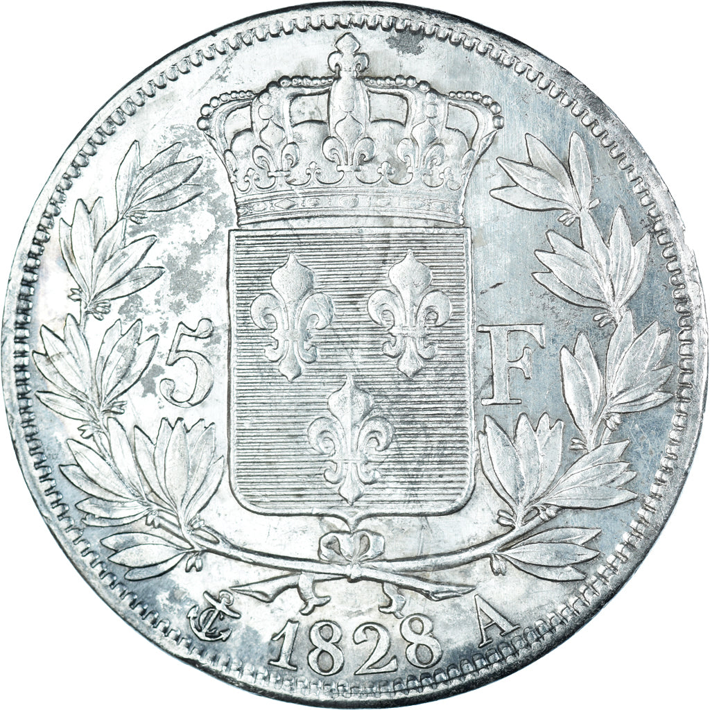 Moneta, Francja, Charles X, 5 Francs, 1827, Paris, EF(40-45), Srebro, KM:728.1