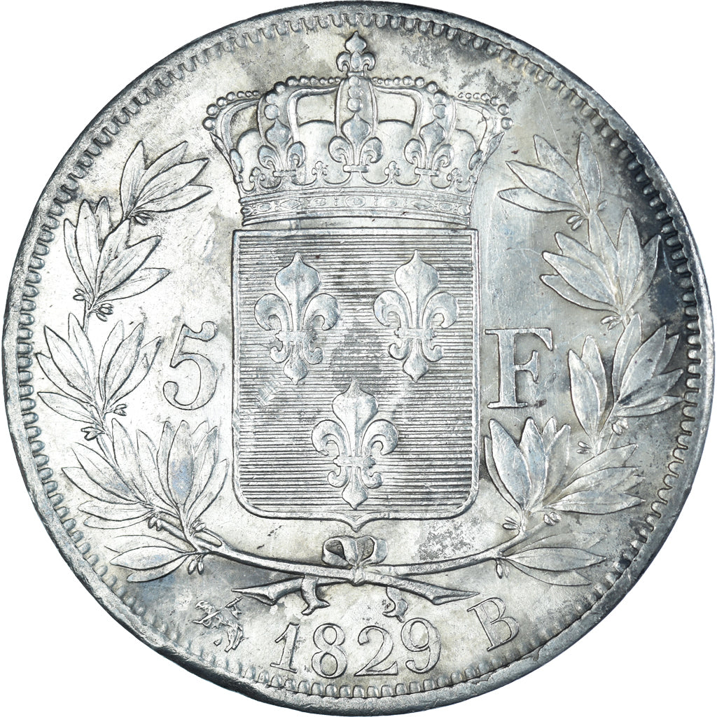 Munten, Frankrijk, Charles X, 5 Francs, 1828, Rouen, ZF, Zilver, KM:728.2