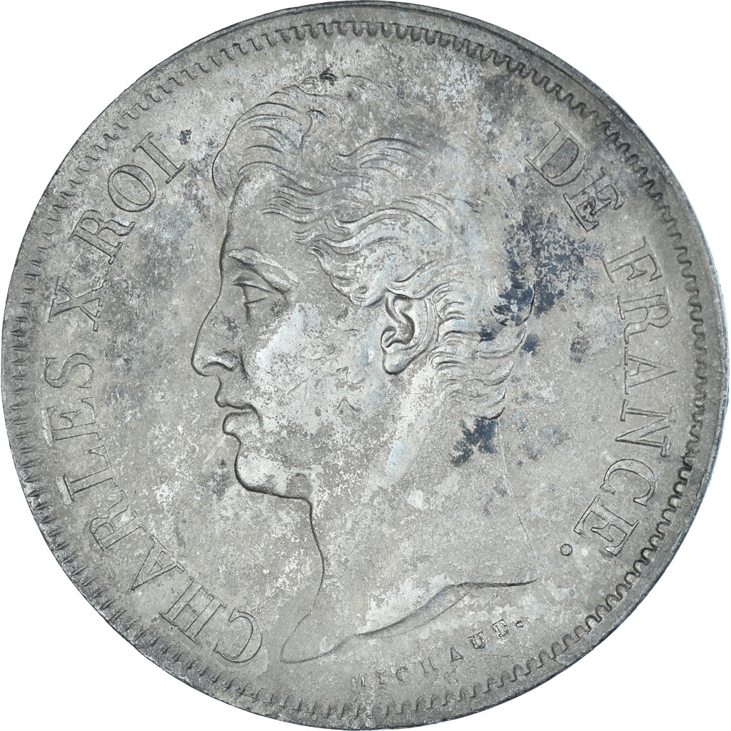 Munten, Frankrijk, Charles X, 5 Francs, 1828, Rouen, FR+, Zilver, KM:728.2
