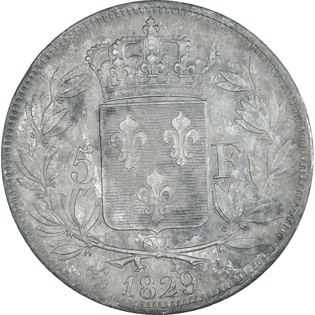 Munten, Frankrijk, Charles X, 5 Francs, 1828, Rouen, FR+, Zilver, KM:728.2