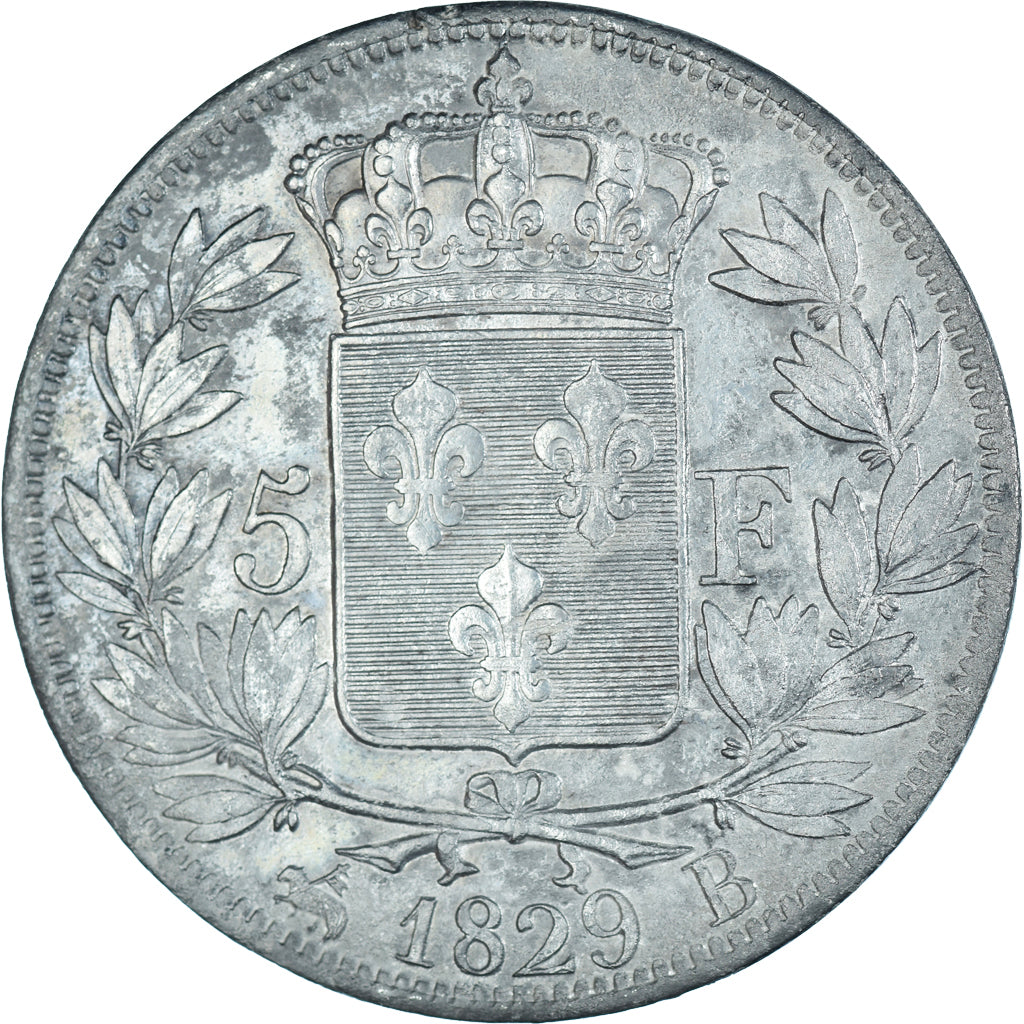 Coin, France, Charles X, 5 Francs, 1828, Rouen, VF(30-35), Silver, KM:728.2