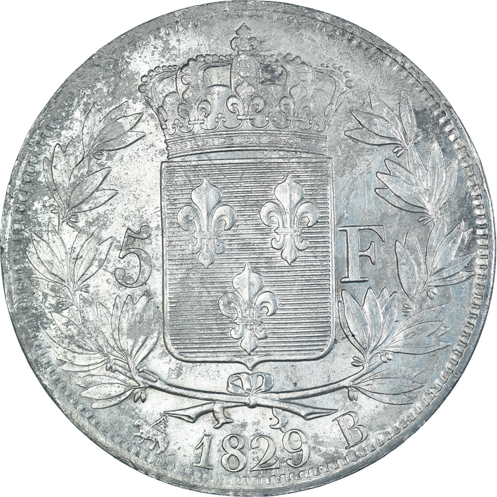 Coin, France, Charles X, 5 Francs, 1828, Rouen, EF(40-45), Silver, KM:728.2
