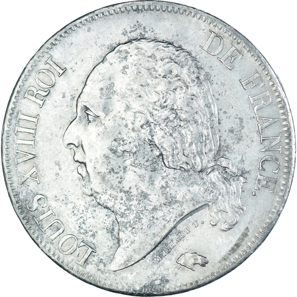 Munten, Frankrijk, Louis XVIII, 5 Francs, 1821, Paris, ZF+, Zilver, KM:711.1