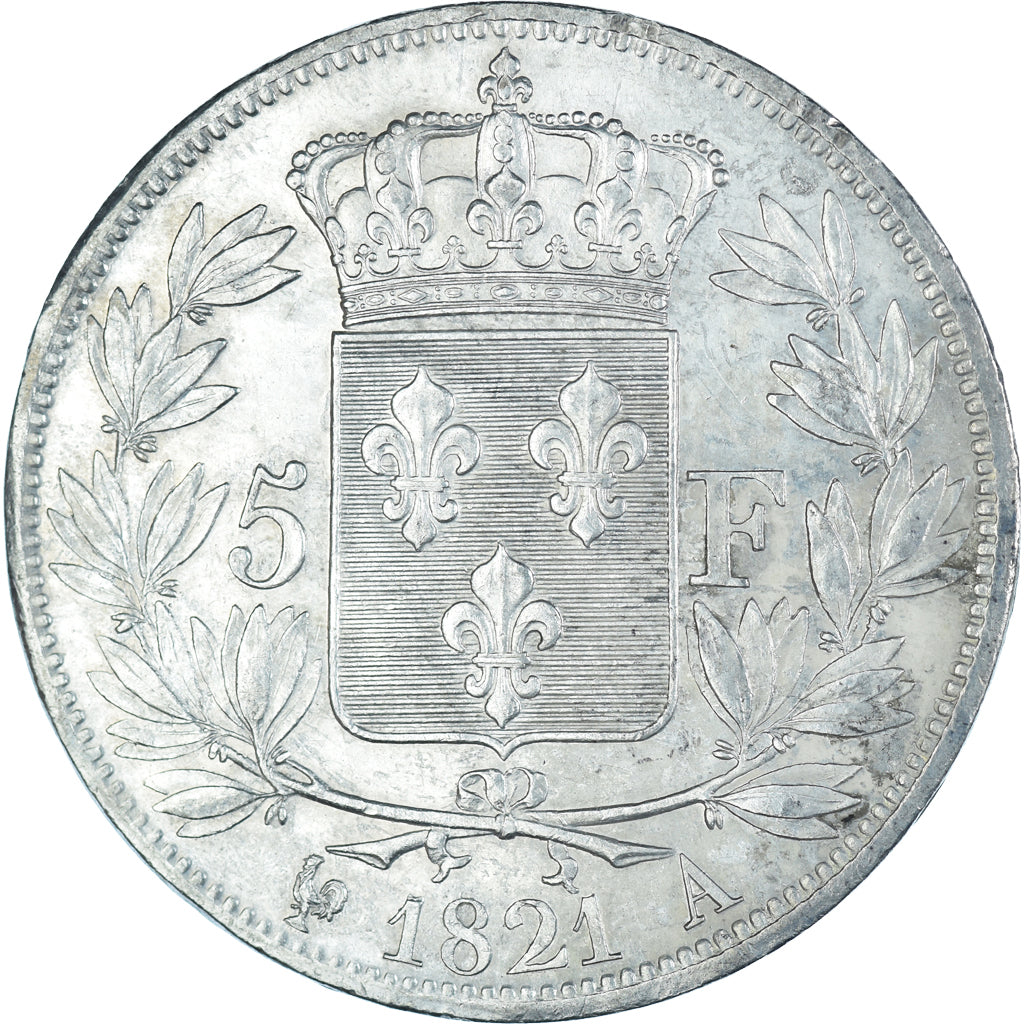 Munten, Frankrijk, Louis XVIII, 5 Francs, 1821, Paris, ZF+, Zilver, KM:711.1