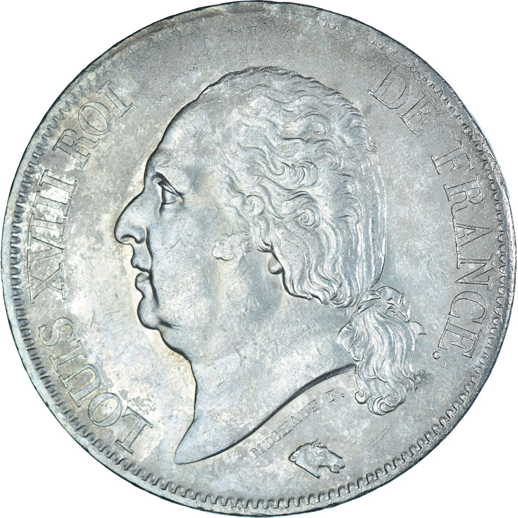 Moneta, Francia, Louis XVIII, 5 Francs, 1822, Paris, BB, Argento, KM:711.1