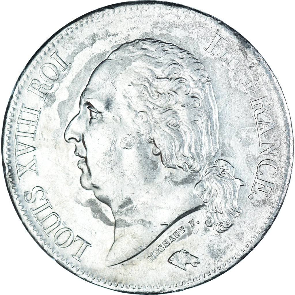 Moeda, França, Louis XVIII, 5 Francs, 1824, Paris, EF(40-45), Prata, KM:711.1