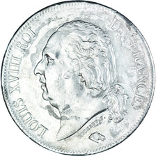Moeda, França, Louis XVIII, 5 Francs, 1824, Paris, EF(40-45), Prata, KM:711.1