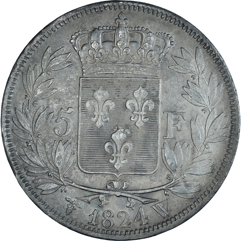 Monnaie, France, Louis XVIII, 5 Francs, 1824, Lille, TB+, Argent, Gadoury:614