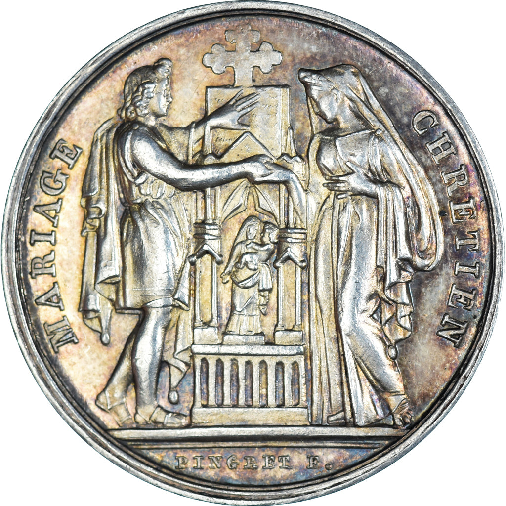 France, Token, Mariage Chrétien, Religions & beliefs, 1841, Silver