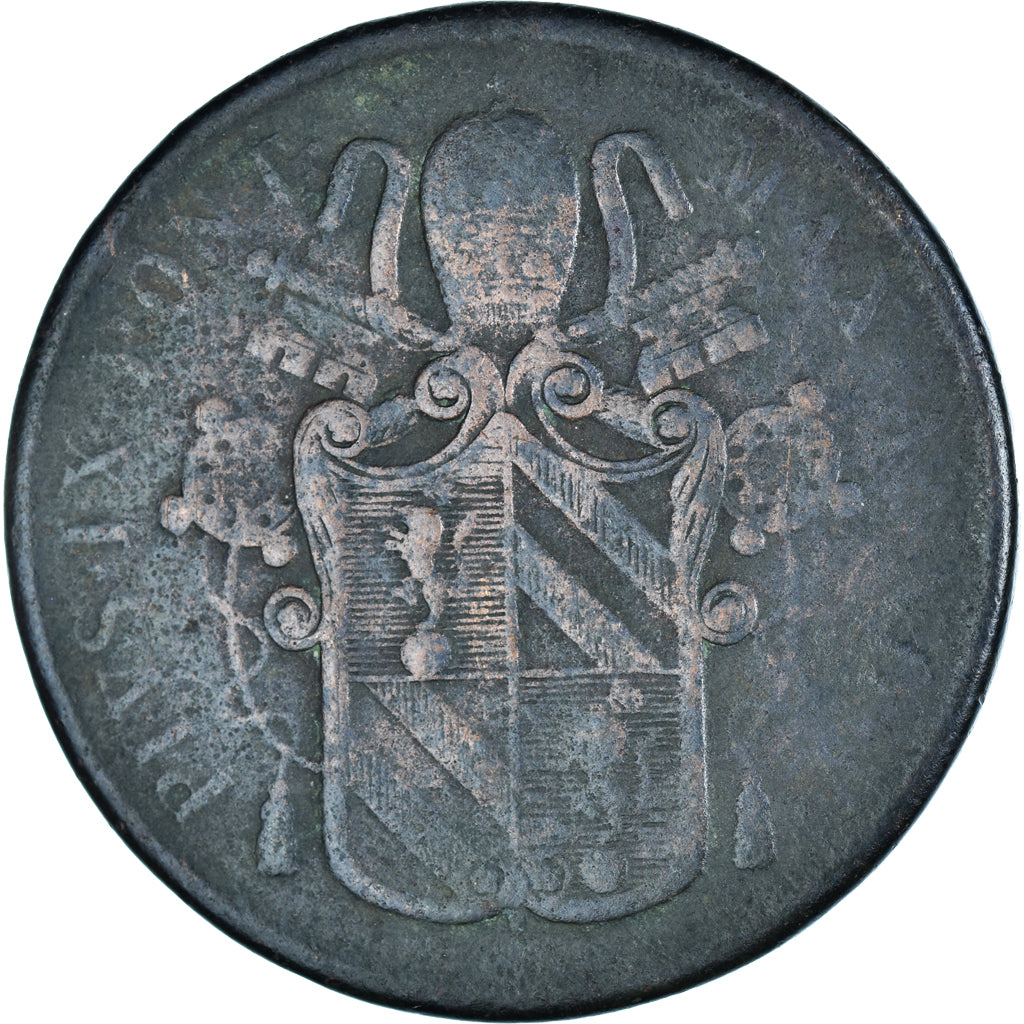 Munten, Italiaanse staten, PAPAL STATES, Pius IX, 5 Baiocchi, 1851, Bologna, FR