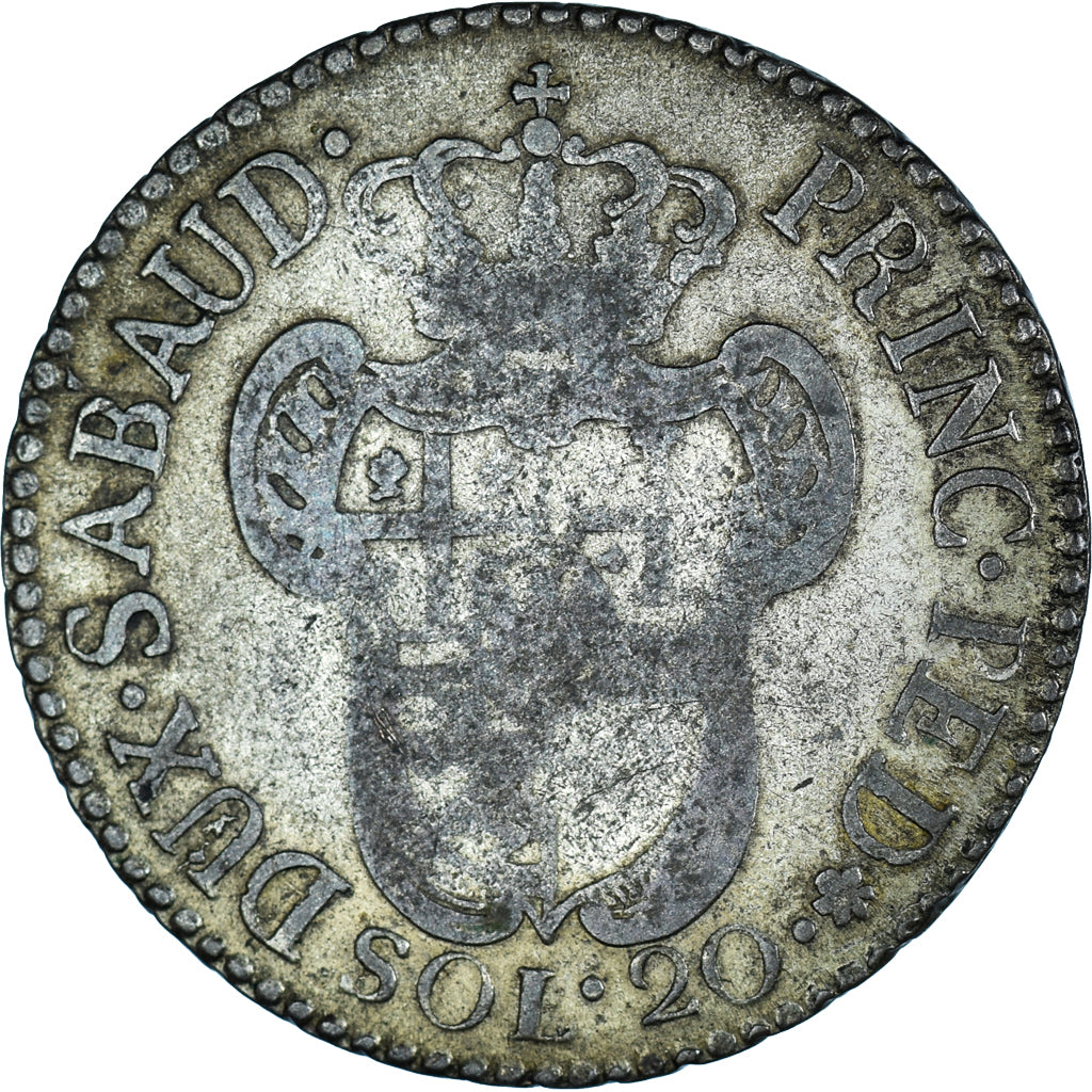 Münze, Italien Staaten, SARDINIA, Vittorio Amedeo III, 20 Soldi, Lira, 1796