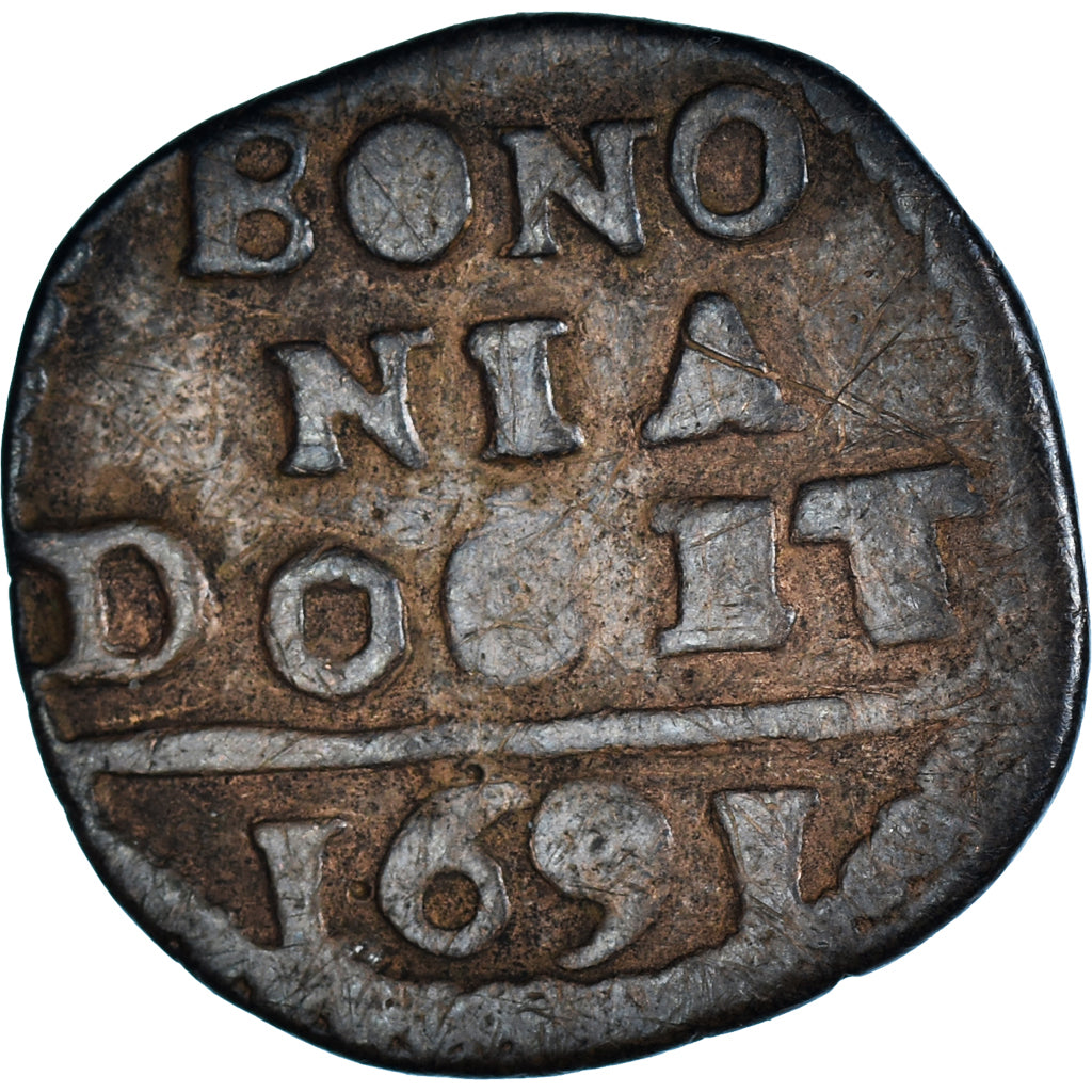 Moeda, ESTADOS ITALIANOS, PAPAL STATES-BOLOGNA, Innocent XII, Quattrino, 1691