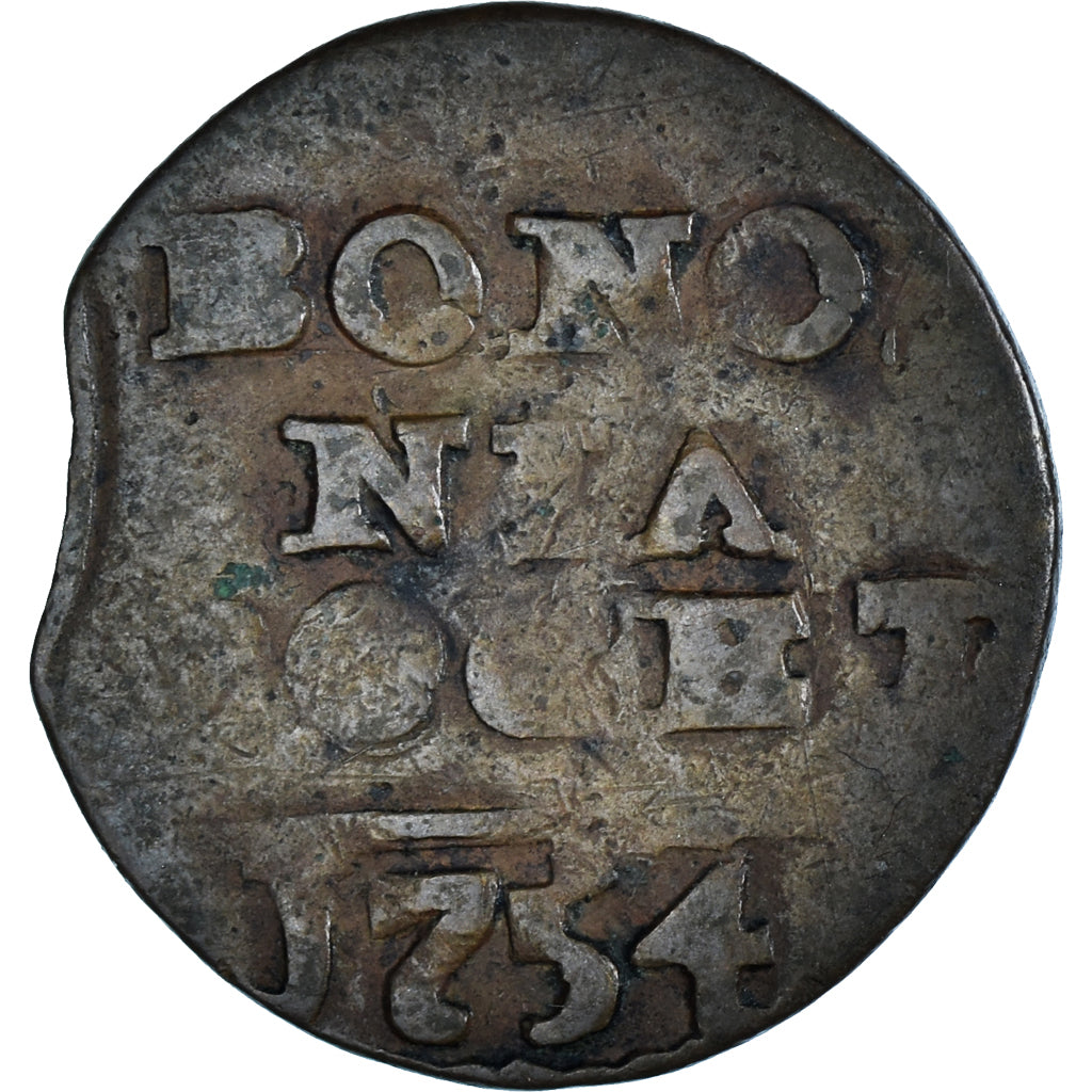 Moneda, Estados italianos, PAPAL STATES-BOLOGNA, Benedict XIV, Quattrino, 1754