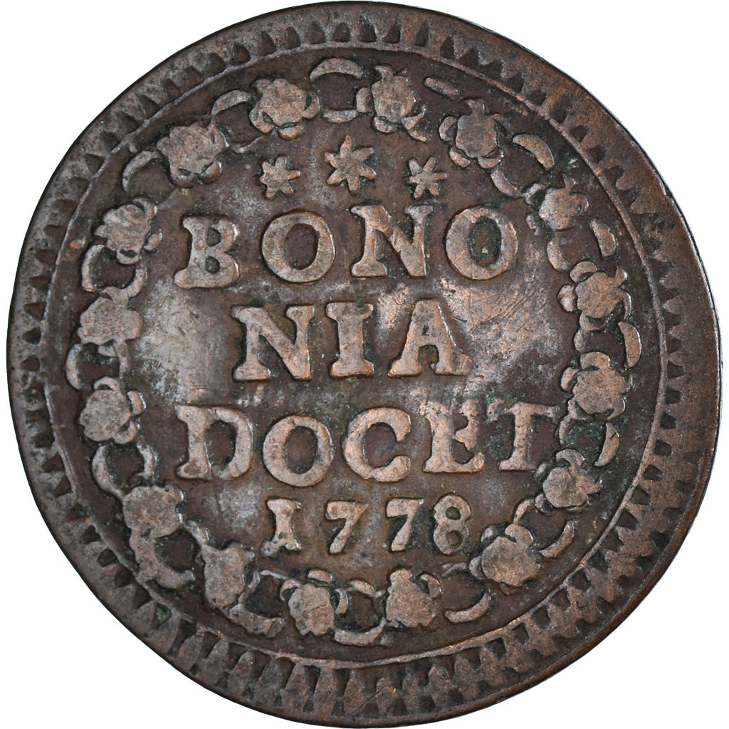 Moeda, ESTADOS ITALIANOS, PAPAL STATES-BOLOGNA, Pius VI (Sestus), Quattrino