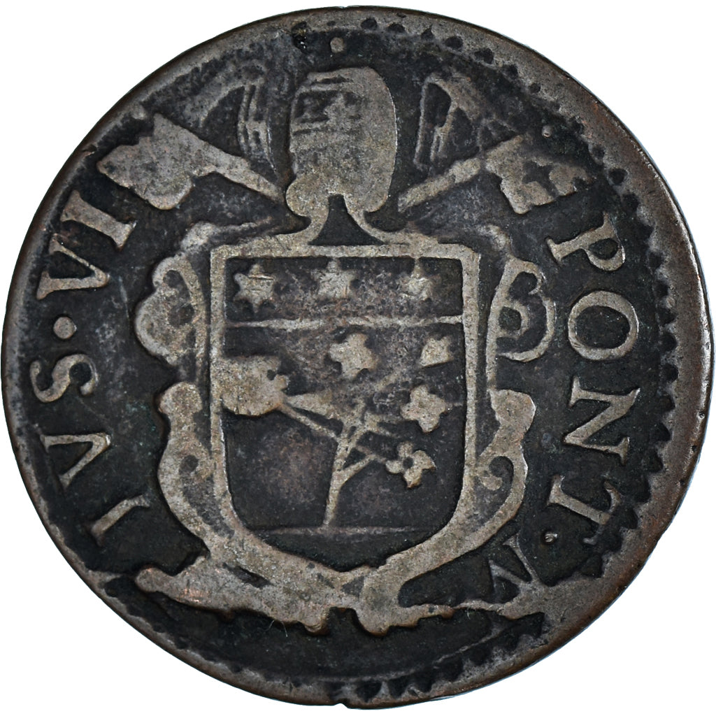 Monnaie, États italiens, PAPAL STATES-BOLOGNA, Pius VI (Sestus), Quattrino