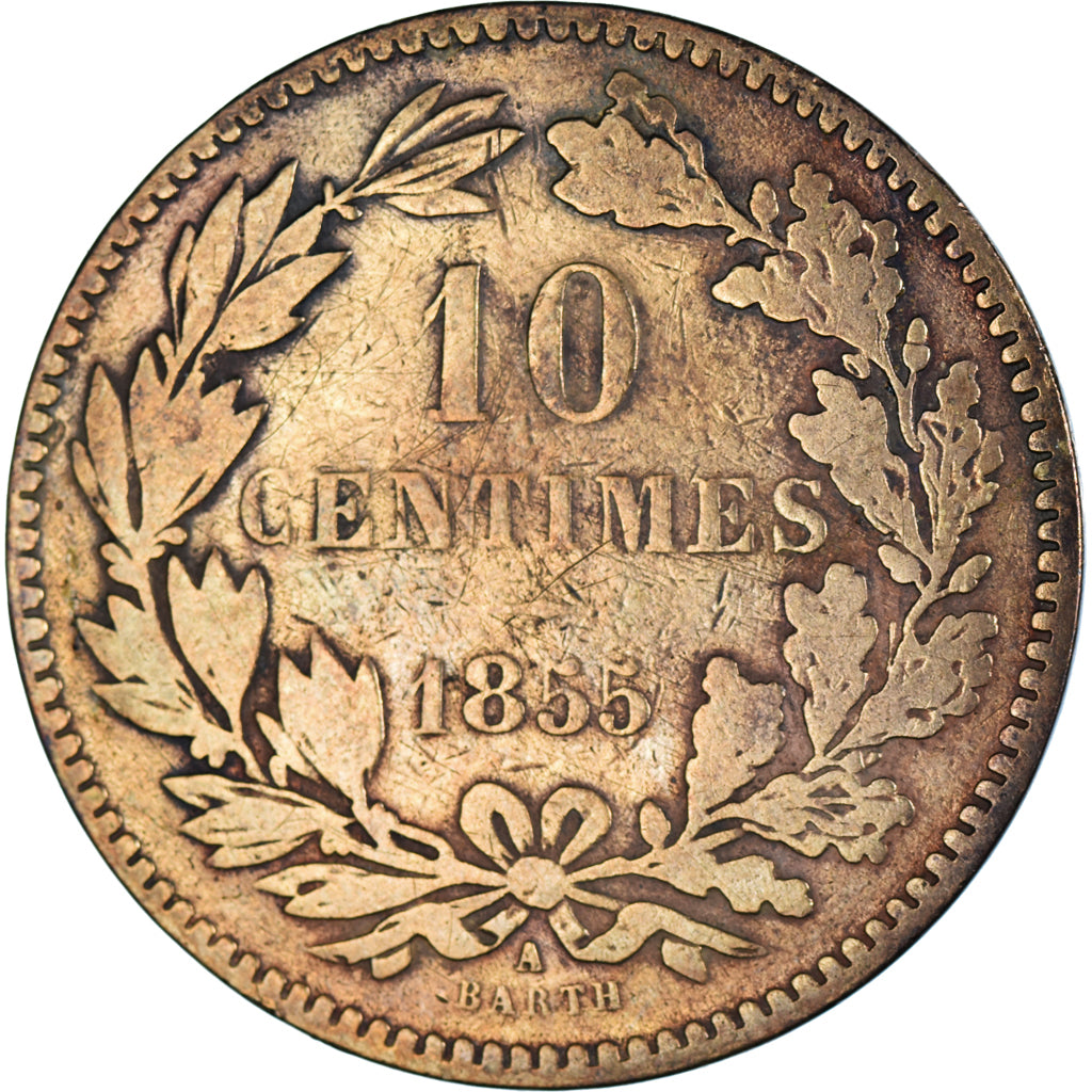 Coin, Luxembourg, William III, 10 Centimes, 1855, Paris, VF(30-35), Bronze