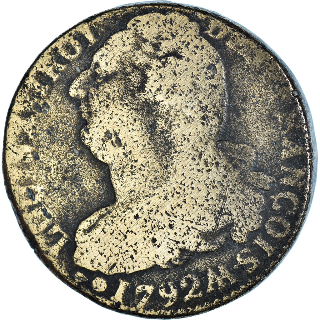 Coin, France, Louis XVI, 2 sols françois, 2 Sols, 1792 / AN 4, Metz, VF(20-25)