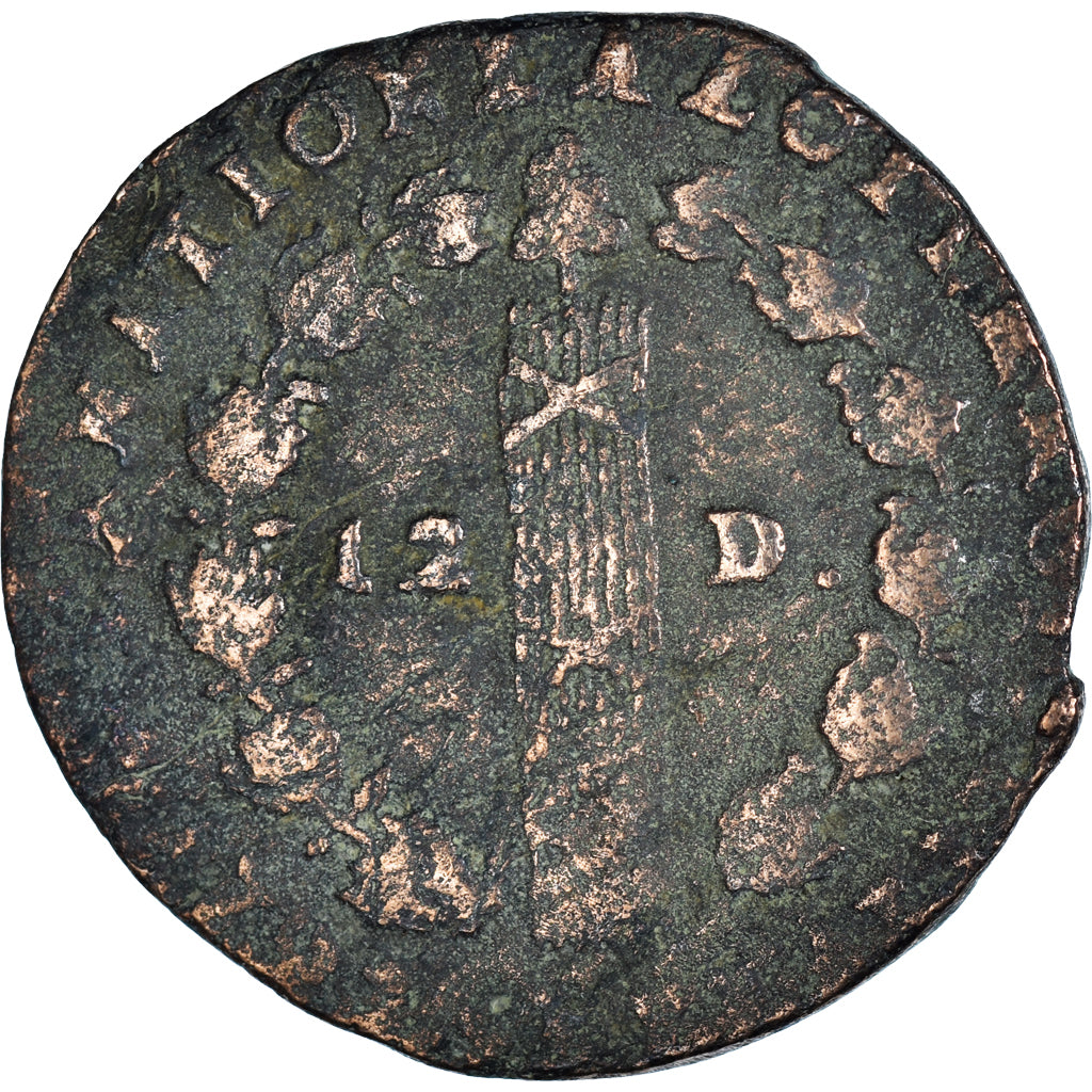 Moneta, Francja, Louis XVI, 12 Deniers, 1792, Perpignan, VF(20-25), Srebro