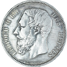 Coin, Belgium, Leopold II, 5 Francs, 5 Frank, 1867, Brussels, VF(30-35), Silver