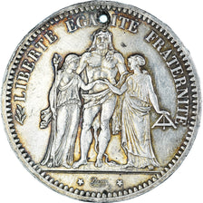 Moneda, Francia, Hercule, 5 Francs, 1873, Holed, MBC, Plata, Gadoury:745a