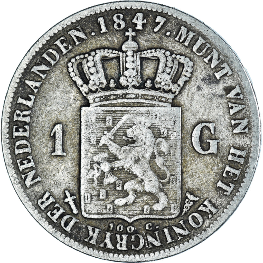 Coin, Netherlands, William II, Gulden, 1847, Utrecht, VF(30-35), Silver, KM:66