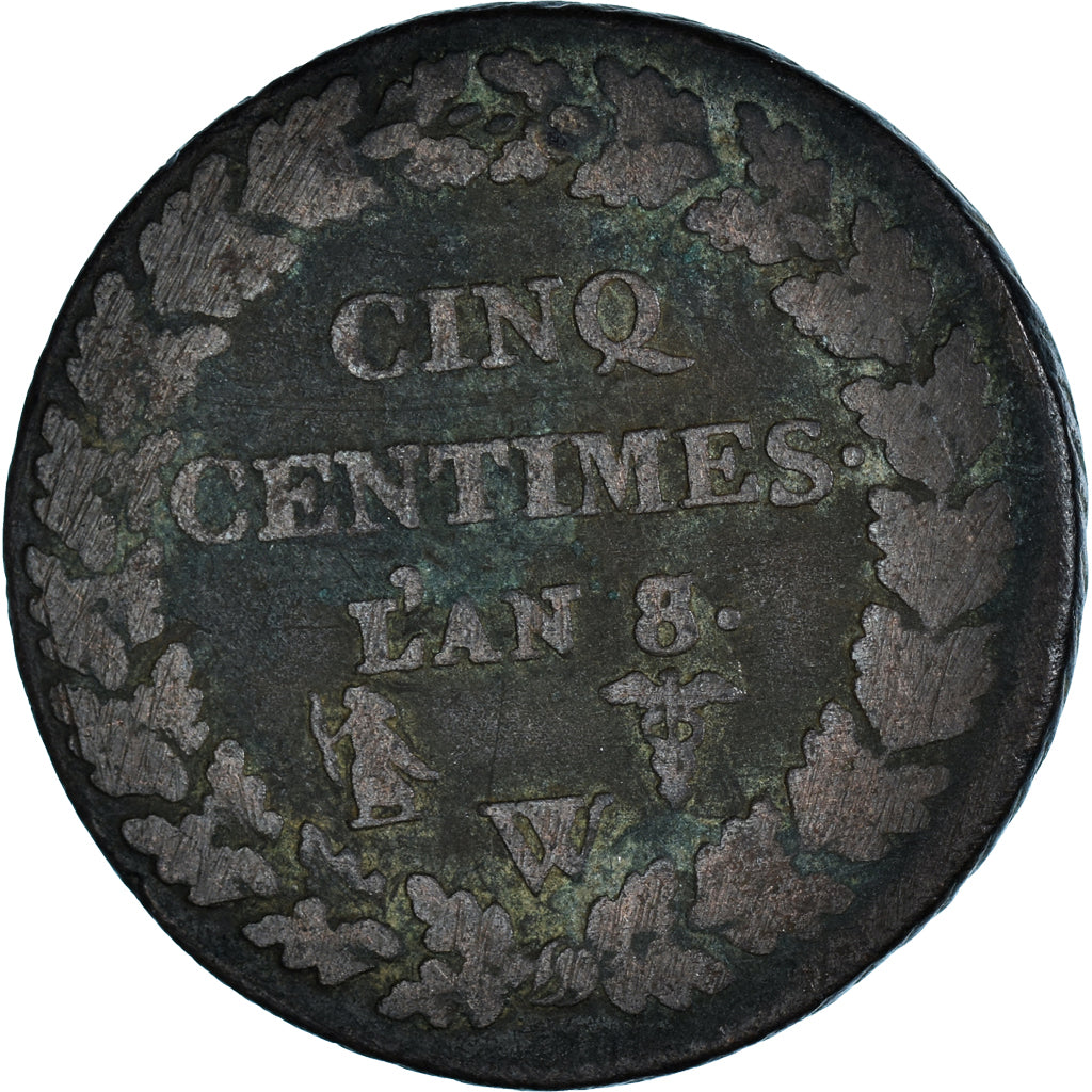 Münze, Frankreich, Dupré, 5 Centimes, AN 8/5, Lille, S, Bronze, KM:640.11